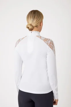 Horze Sylvie langermet stevneskjorte med blonder, dame