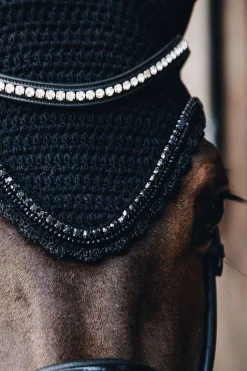 Kentucky Horsewear lang ørehette med steiner og perler, lydtett